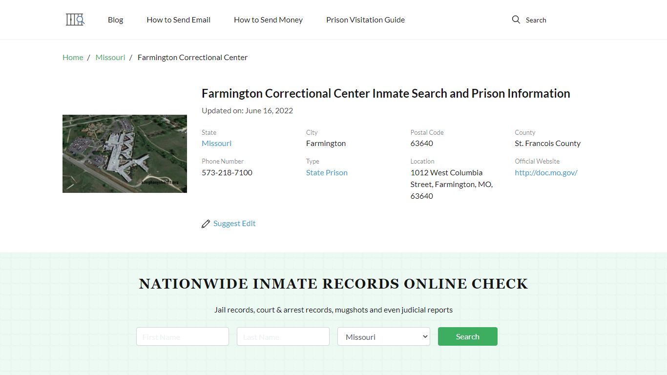 Farmington Correctional Center Inmate Search, Visitation ...