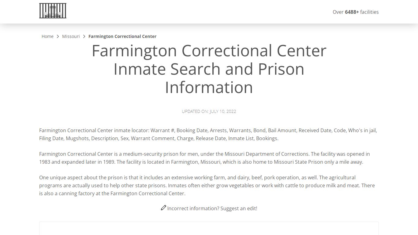 Farmington Correctional Center Inmate Search, Visitation ...