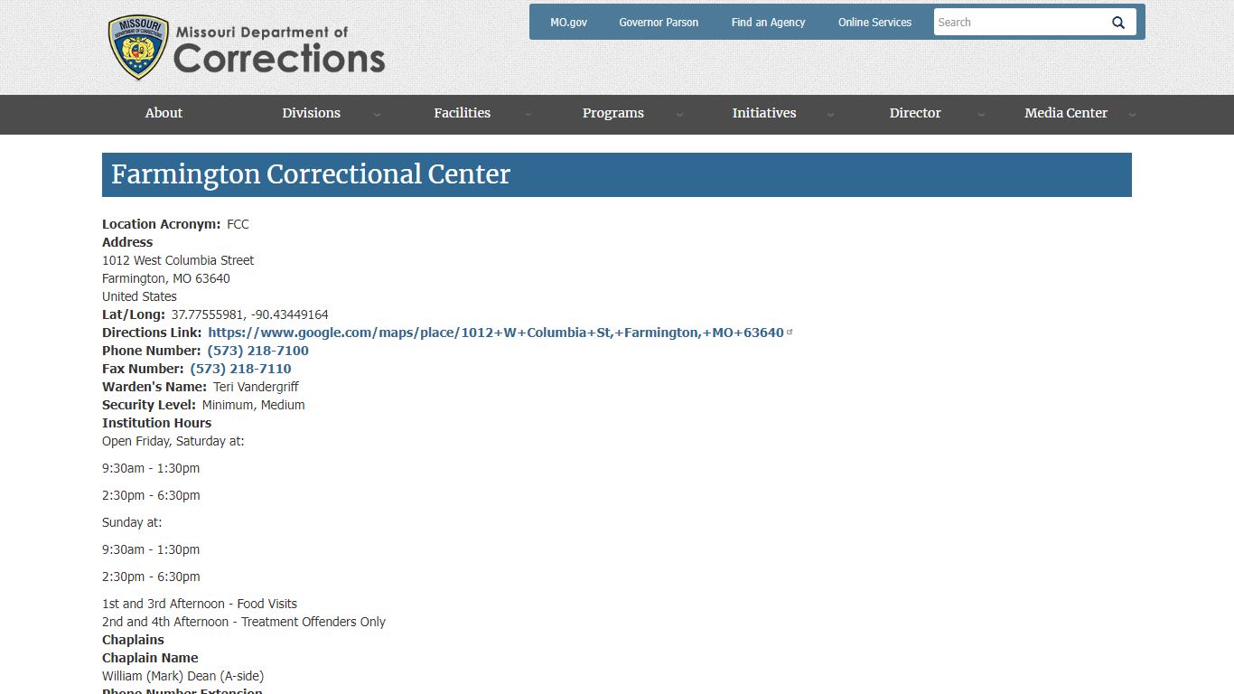 Farmington Correctional Center | Missouri Department of ...